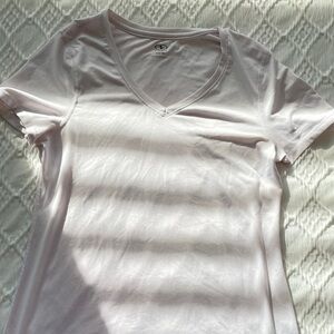 White V-neck athletic tee